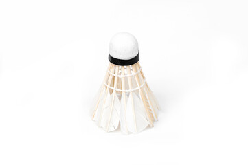 White shuttlecock on white background.