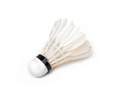 White shuttlecock on white background.