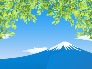 新緑と富士山（横長）
