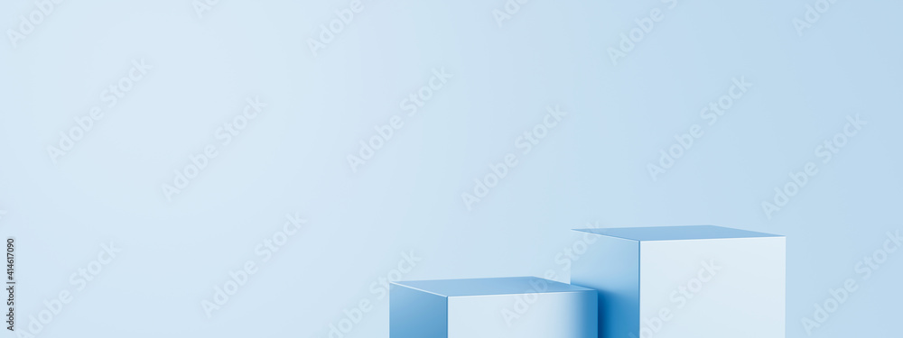 Aufkleber Light blue product background stand or podium pedestal on empty display with blank backdrops. 3D rendering.