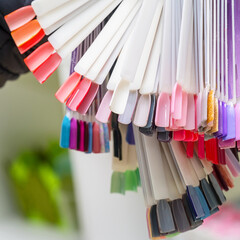 Multicolored samples of nail tips for nail design