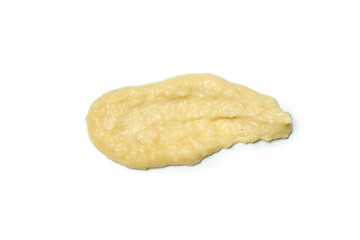 Fresh hummus spread isolated on white background