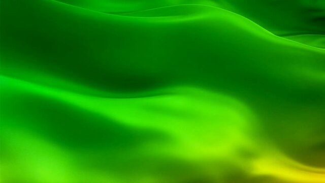Silk Flag Animation of Green color background video waving in wind. Realistic Green gradient Flag background. Dark color Flag Looping Closeup 1080p Full HD footage. Dark Green Satin flag sign of wealt