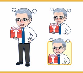 プレゼントを貰った年配の男性