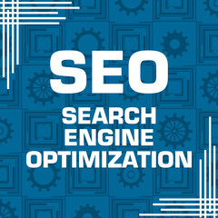 SEO - Search Engine Optimization Blue Gears Texture Square Text 