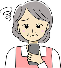 スマホを見て困る女性