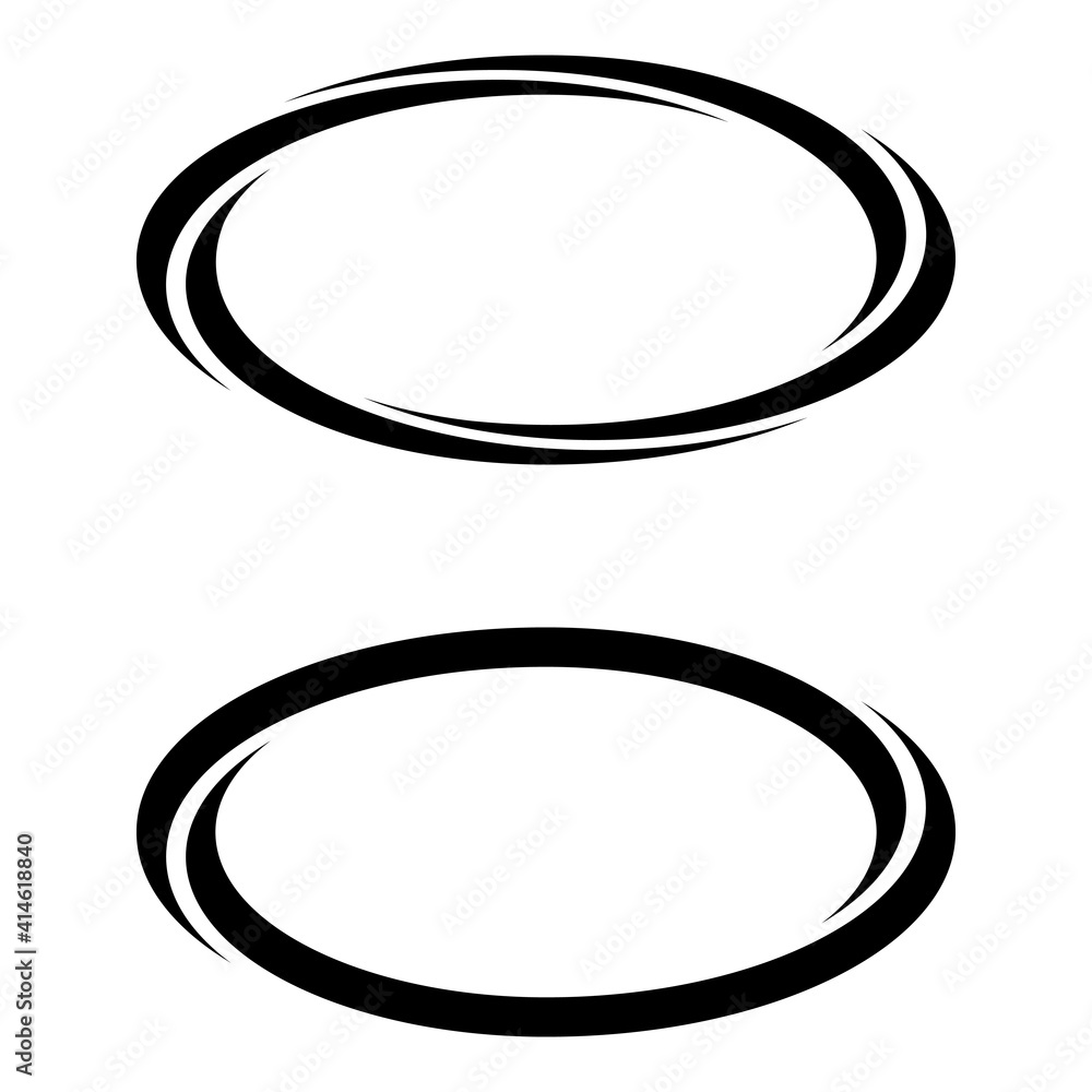 Poster oval ellipse banner frames, borders, vector hand-drawn graphics, oval markers text selection