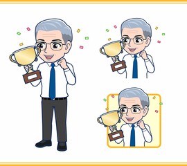 トロフィーと年配の男性