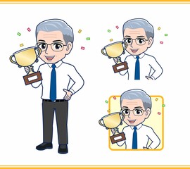 トロフィーと年配の男性