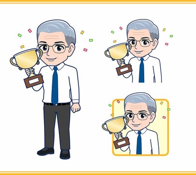 トロフィーと年配の男性