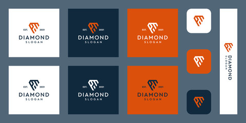 Fototapeta premium combination of the letters PM monogram logo with abstract diamond shapes. Hipster elements of typographic design. icons for business, elegance, and simple luxury. Premium Vectors.