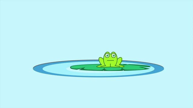 Frog on lily pad on pond.