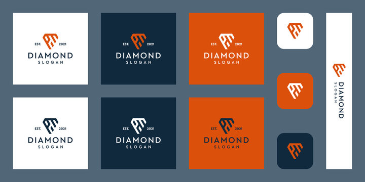 combination of the letters PM monogram logo with abstract diamond shapes. Hipster elements of typographic design. icons for business, elegance, and simple luxury. Premium Vectors.