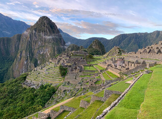 Fototapeta na wymiar Machu Picchu Inca city in Peru Andes mountains, great Peruvian ancient landmark in South America.
