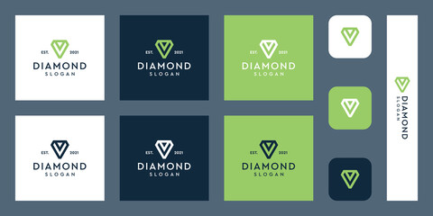 combination of the letters V monogram logo with abstract diamond shapes. Hipster elements of typographic design. icons for business, elegance, and simple luxury. Premium Vectors.