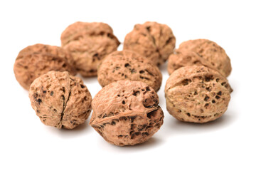 walnuts on white background