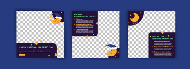 National Napping Day. Holiday concept. Template for social media post, background, banner, card, and poster.