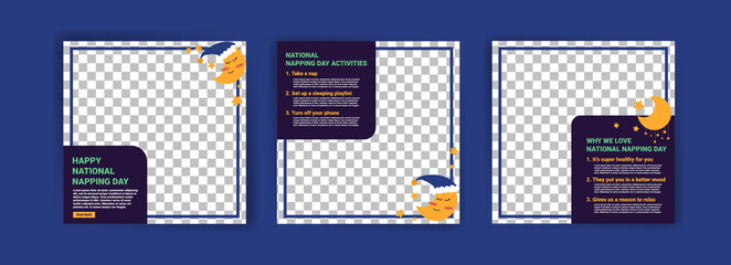 National Napping Day. Holiday concept. Template for social media post, background, banner, card, and poster.