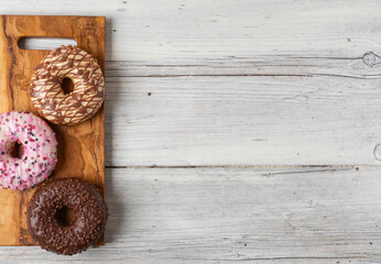 donuts on a wooden background