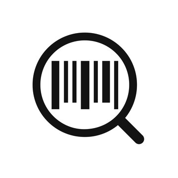 Search Barcode Flat Icon Isolated On White Background. Magnifying Glass Searching Barcode.