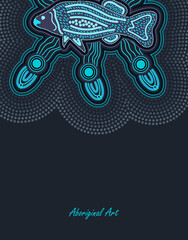 Obraz premium Poster design with aboriginal fish art