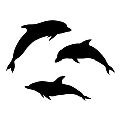 Vector Set of Sulhouette Dolphins