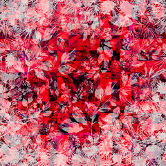 Watercolor seamless pattern. Abstract background with colorful spring field leaves