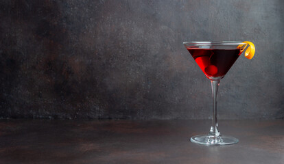 Classic Manhattan cocktail. Alcoholic beverages. Bar. Restaurant.