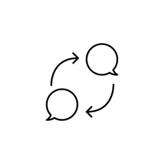 Bubble speech with arrow, feedback line icon. Testimonials and customer relationship management concept. Simple outline style. Vector illustration isolated on white background. EPS 10.