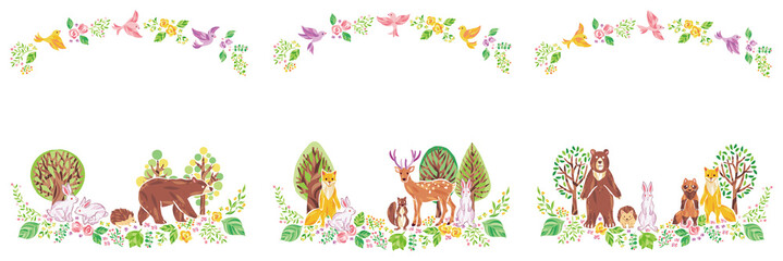 花　植物　動物　フレーム	セット②