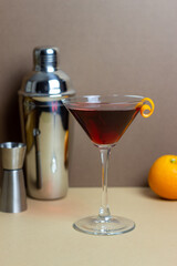 Classic Manhattan cocktail. Alcoholic beverages. Bar. Restaurant.