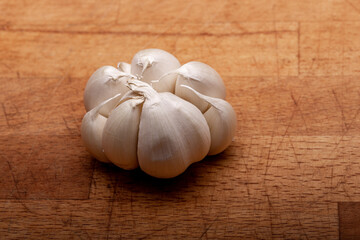 garlic on a wooden background