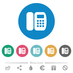 Office phone flat round icons