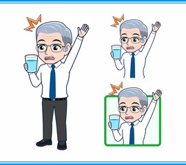 コップの水をのむサラリーマンの男性