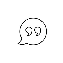 Bubble speech with quote mark line icon. Testimonials and customer relationship management concept. Simple outline style. Vector illustration isolated on white background. EPS 10.