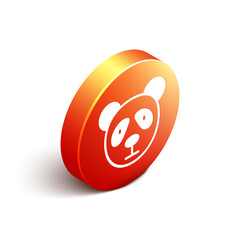 Isometric Cute panda face icon isolated on white background. Animal symbol. Orange circle button. Vector. © Vadim