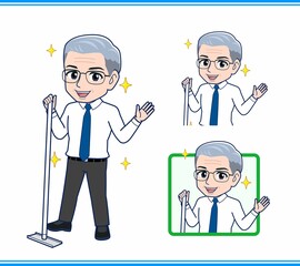 掃除をしている社長