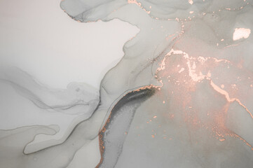 Alcohol Ink. Grey Abstract Print. Oil Flow