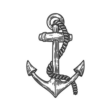 Illustration of the anchor in engraving style. Design element for poster, card, banner, sign, logo. Vector illustration