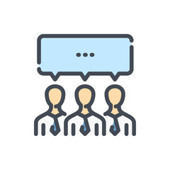 General discussion and Brainstorming color line icon. Team conversation vector outline colorful sign.