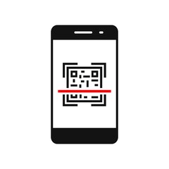 Scan QR code flat icon with phone. Vector illustration. Isolated on white background.