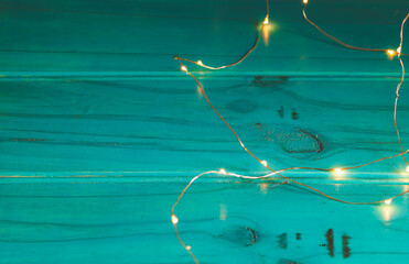 blue board with golden lights