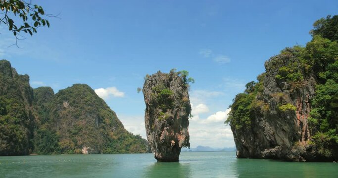 Amazing nature sea beach Gorgeous scene in Tapu island.The beach and fishing boats. James Bond Island Phangnga Thailand.