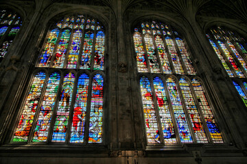 Stained Glass windows, Kings College Chapel,  Cambridge UK
