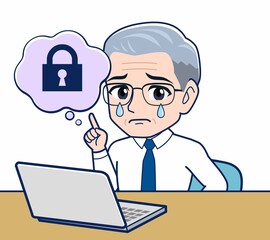 パソコンのセキュリティと年配の男性