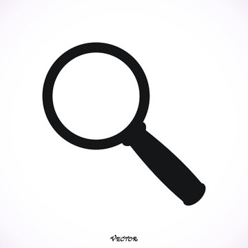 Magnifying glass icon, vector magnifier or loupe sign. Flat style.