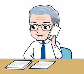 仕事をしているサラリーマンの男性