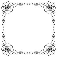 Stylized with henna tattoos decorative pattern for decorating covers for book, notebook, casket, magazine, postcard and folder. Flower in mehndi style. Frame in the eastern tradition.