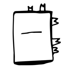 Notebook with notes in doodle style.