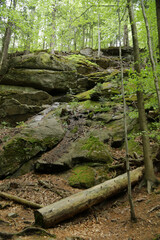 Rock formation near Wodospad Szklarki in Karkonosze Mountains in Poland